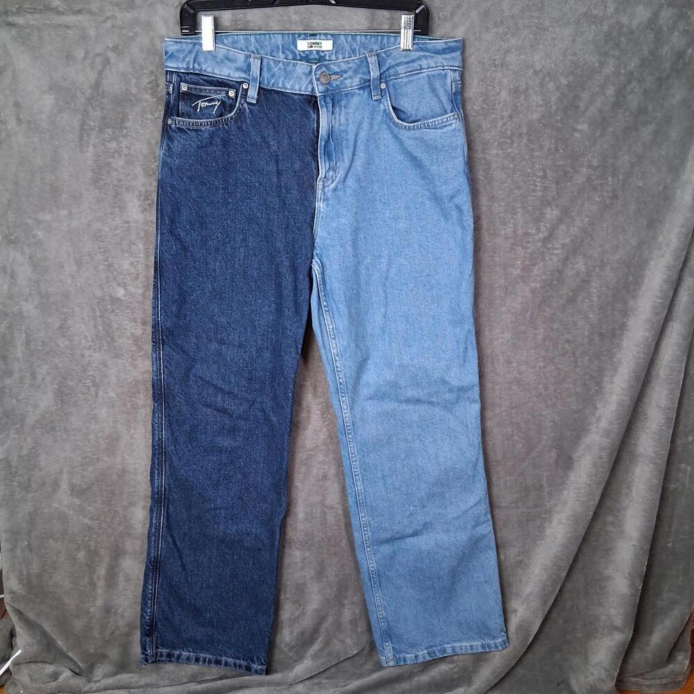Tommy Jeans Betsy Loose Straight Jeans two tone color block Women's size 10 / 30